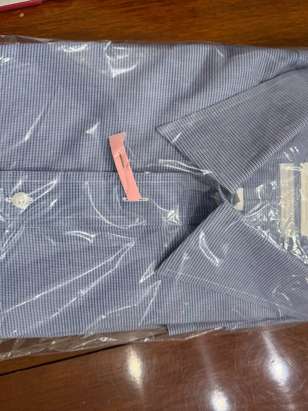 Roundtree & Yorke Gold Label Blue Microcheck Dress Shirt 18.5 36/37 NWT